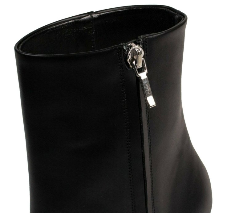 Black Leather Western Chain Heel Boots Shoe Size 9 39