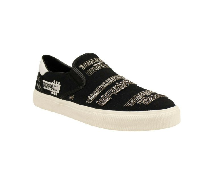Black Musical Note Slip Ons Size 44