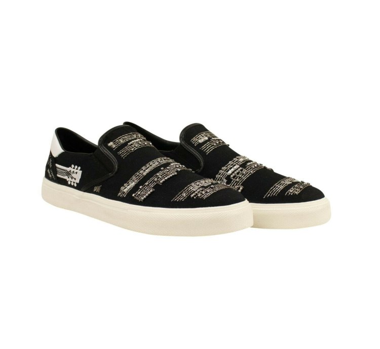 Black Musical Note Slip Ons Size 44