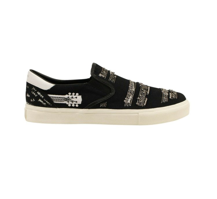Black Musical Note Slip Ons Size 44