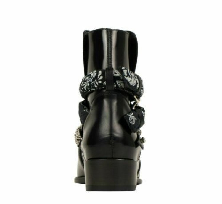 Black Patent Leather Bandana Ankle Boot Shoes Size 10 Us