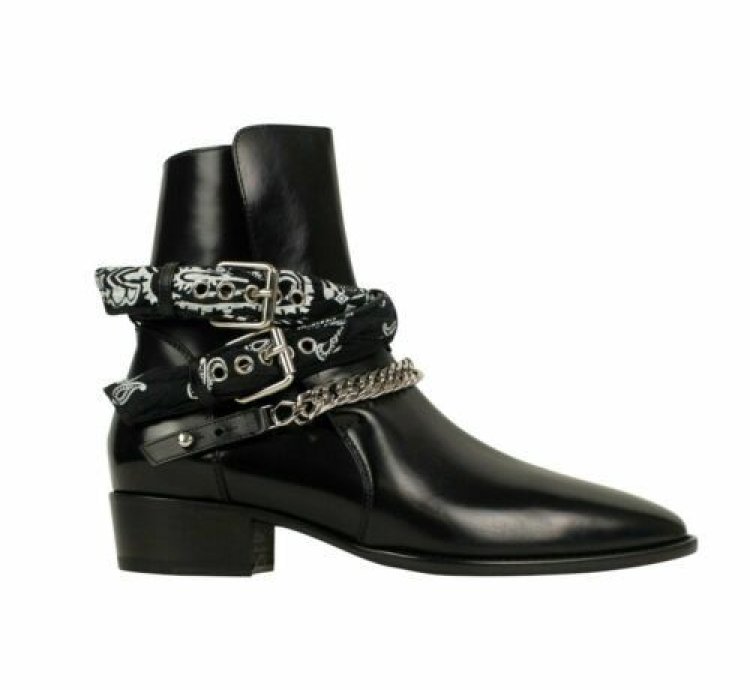 Black Patent Leather Bandana Ankle Boot Shoes Size 10 Us