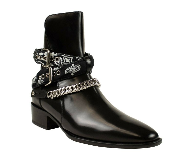 Black Patent Leather Buckle Ankle Boots Shoe Size 9 42