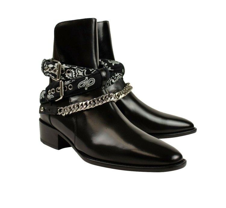 Black Patent Leather Buckle Ankle Boots Shoe Size 9 42