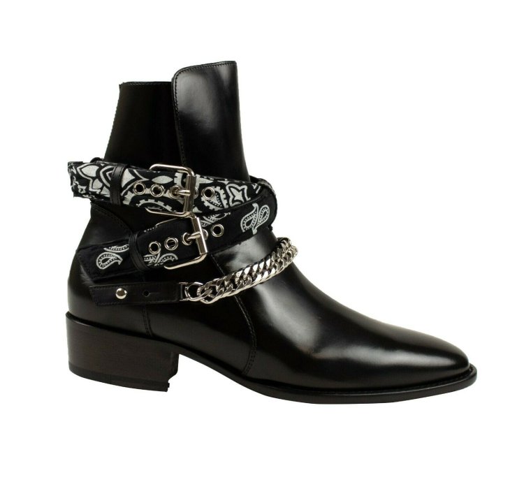 Black Patent Leather Buckle Ankle Boots Shoe Size 9 42