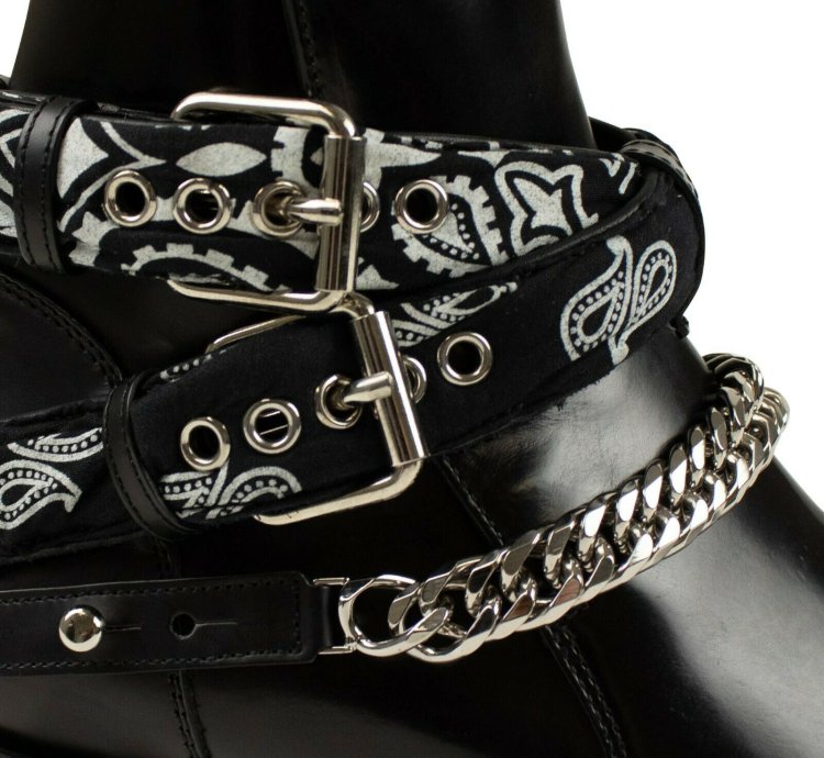 Black Patent Leather Buckle Ankle Boots Shoe Size 9 42