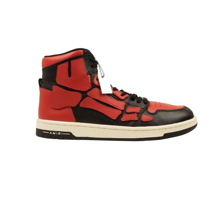 Black Red Leather Skeleton High Top Sneakers Size 40