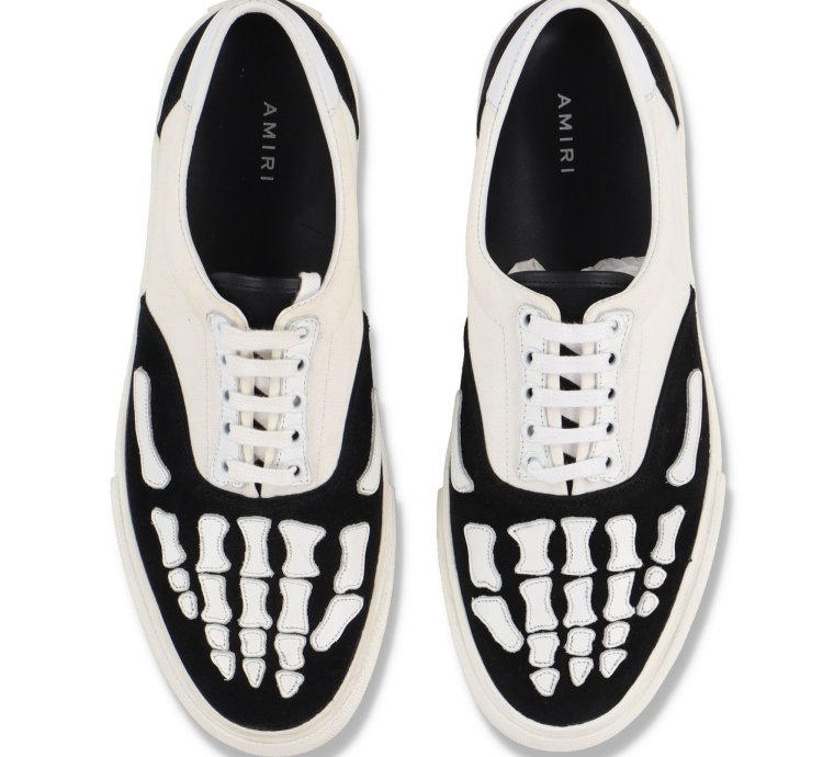 Black Skel Toe Bones Lace Up Trainers