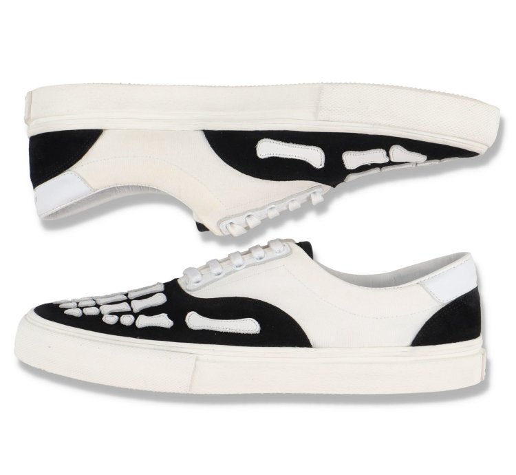 Black Skel Toe Bones Lace Up Trainers