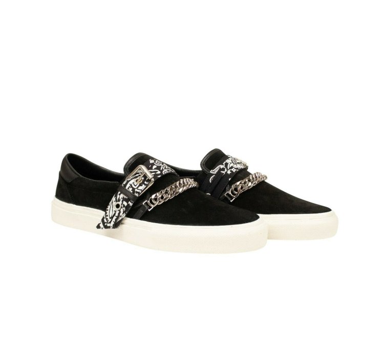 Black Suede Bandana Slip On Sneaker Size 40