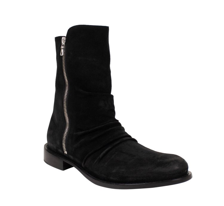 Black Suede Stack Boot Ankle Boots Shoes Size 14