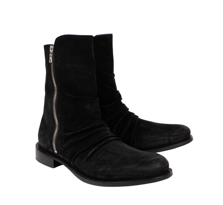 Black Suede Stack Boot Ankle Boots Shoes Size 14