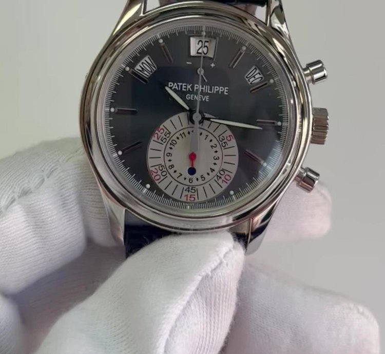 Patek Philippe Annual Calendar Chronograph 40mm Platinum - Grey Dial - Leather Strap 5960p-001