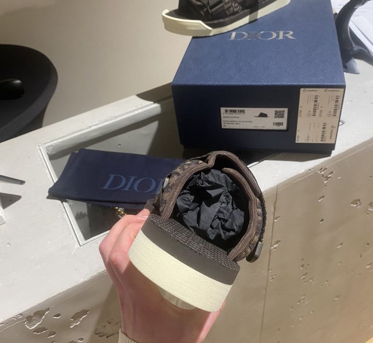 Bnwt Dior Alpha Slides Oblique Brown