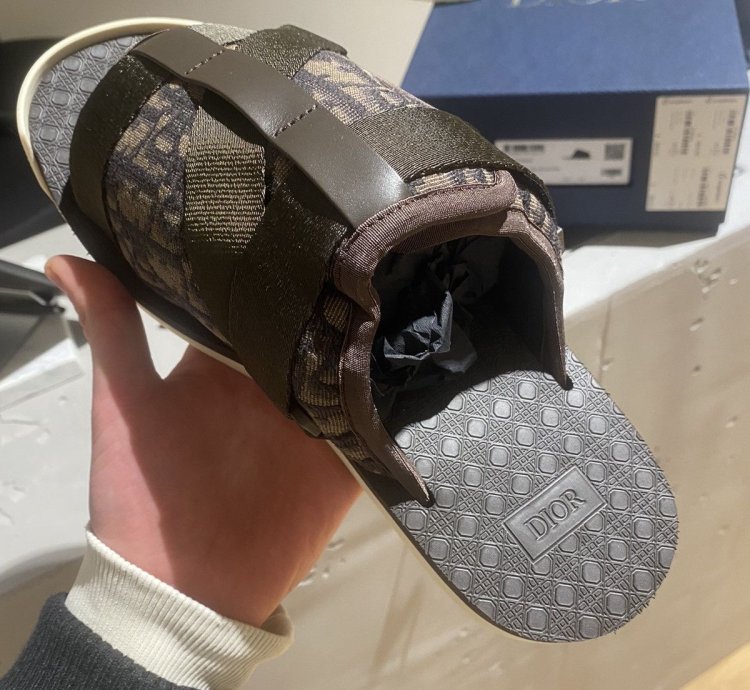 Bnwt Dior Alpha Slides Oblique Brown