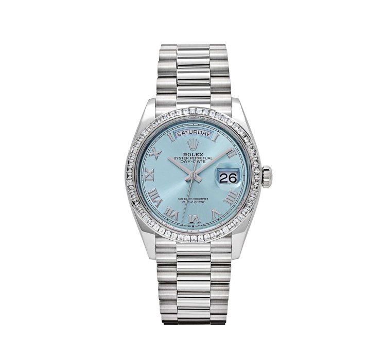 Rolex Day-date 128396tbr Platinum Ice Blue Dial Diamond Bezel 2024