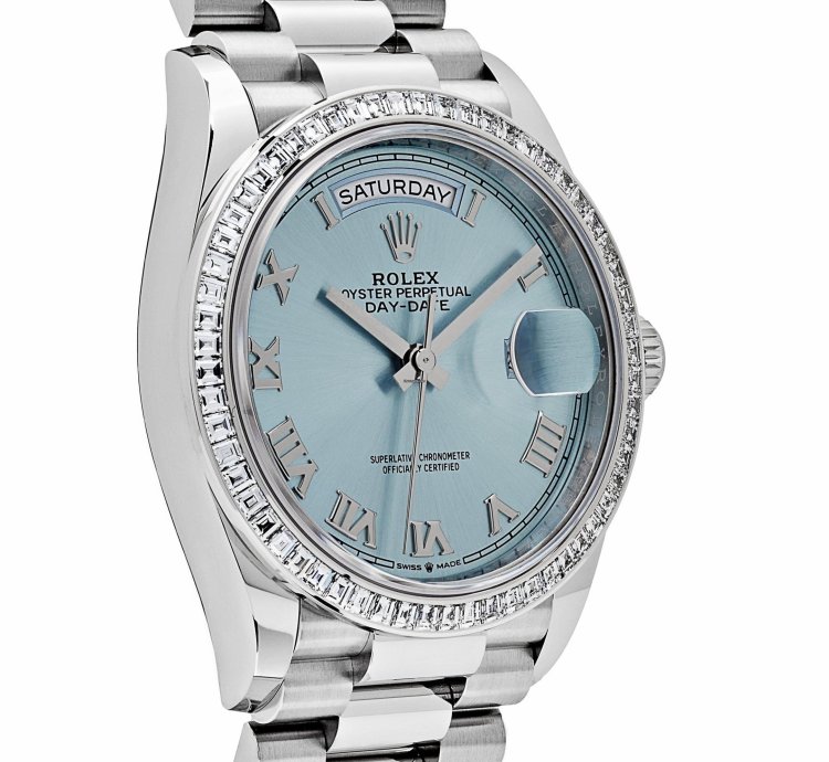 Rolex Day-date 128396tbr Platinum Ice Blue Dial Diamond Bezel 2024