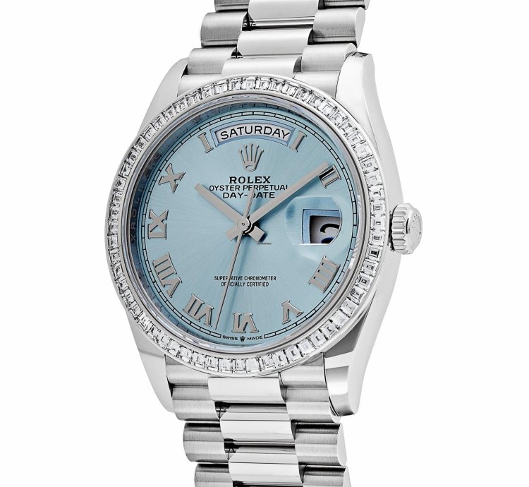 Rolex Day-date 128396tbr Platinum Ice Blue Dial Diamond Bezel 2024