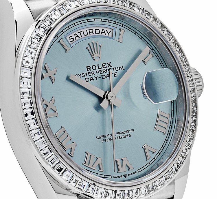 Rolex Day-date 128396tbr Platinum Ice Blue Dial Diamond Bezel 2024