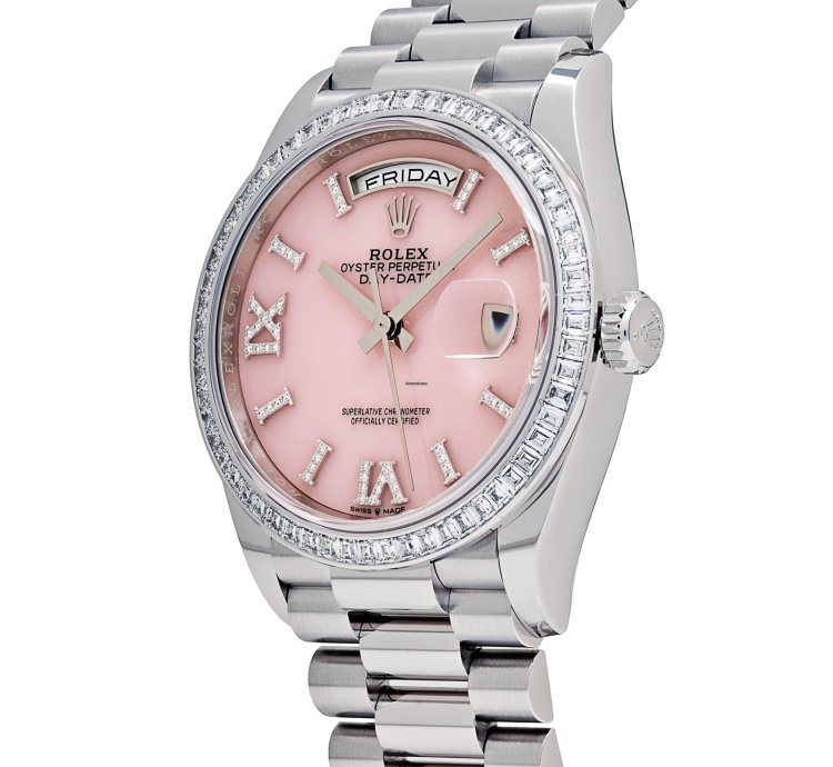 Rolex Day-date 128396tbr Platinum Pink Opal Diamond Dial And Bezel 2023