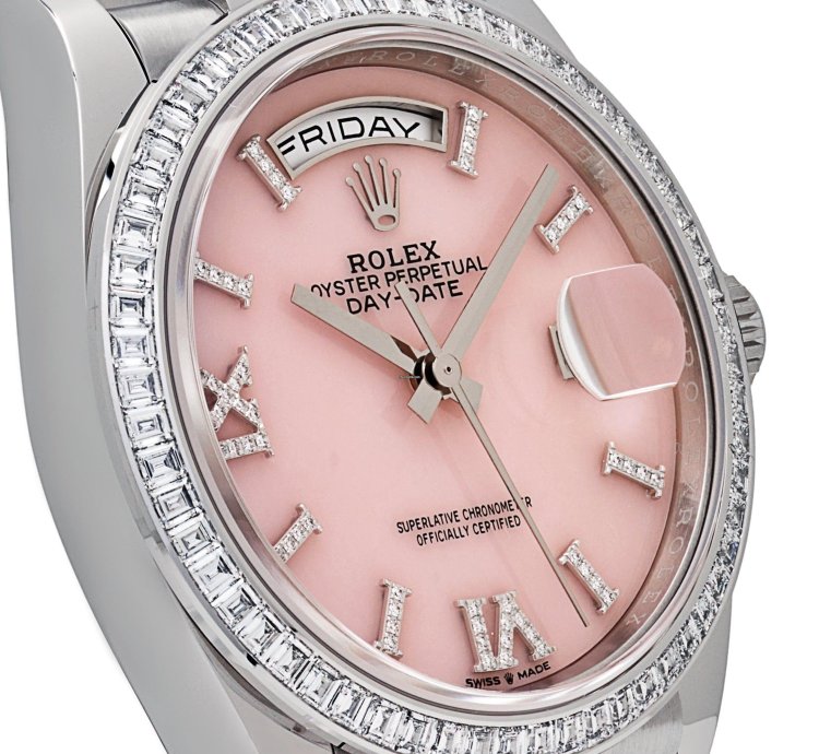 Rolex Day-date 128396tbr Platinum Pink Opal Diamond Dial And Bezel 2023