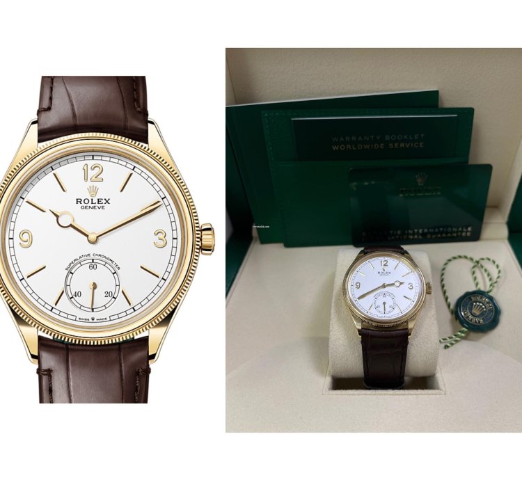 Rolex 1908 39mm White Dial Leather Strap 52508