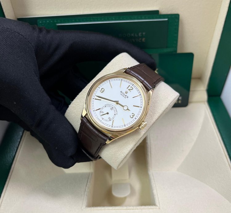 Rolex 1908 39mm White Dial Leather Strap 52508