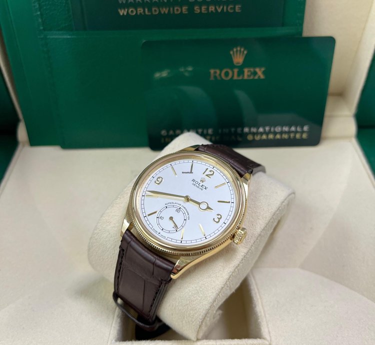 Rolex 1908 39mm White Dial Leather Strap 52508