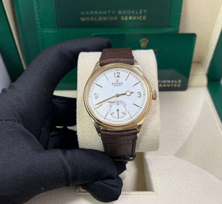 Rolex 1908 39mm White Dial Leather Strap 52508