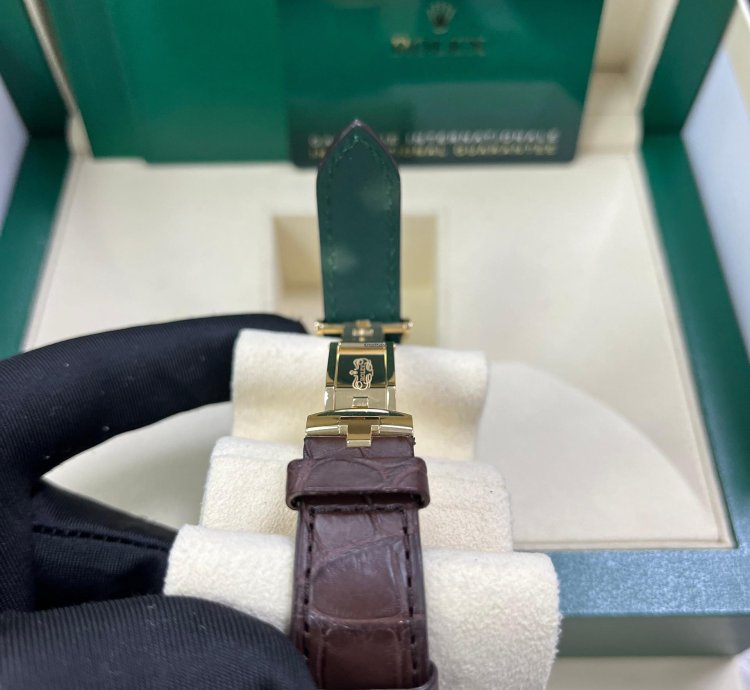 Rolex 1908 39mm White Dial Leather Strap 52508
