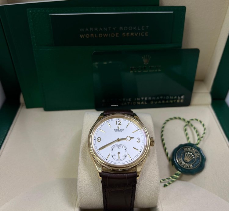Rolex 1908 39mm White Dial Leather Strap 52508