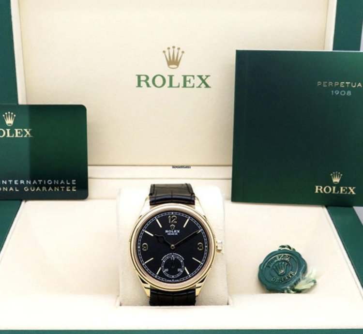 Rolex 1908 Gelbgold Schwarz Black 2024 Neu Full Set
