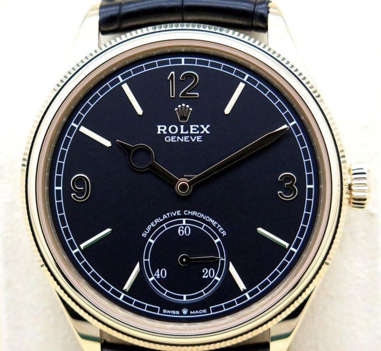Rolex 1908 Gelbgold Schwarz Black 2024 Neu Full Set