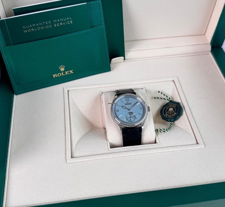 Rolex 1908 Ice Blue Dial Leather Strap 2024 1908 Ice Blue Dial Leather Strap 2024 Platinum 1908 Blue Dia