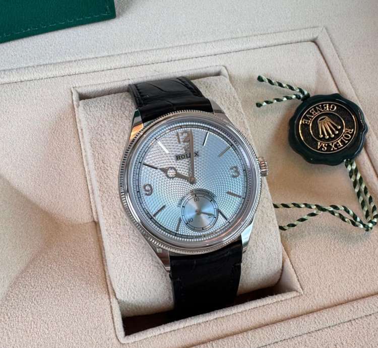 Rolex 1908 Ice Blue Dial Leather Strap 2024 1908 Ice Blue Dial Leather Strap 2024 Platinum 1908 Blue Dia