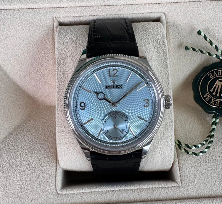 Rolex 1908 Ice Blue Dial Leather Strap 2024 1908 Ice Blue Dial Leather Strap 2024 Platinum 1908 Blue Dia