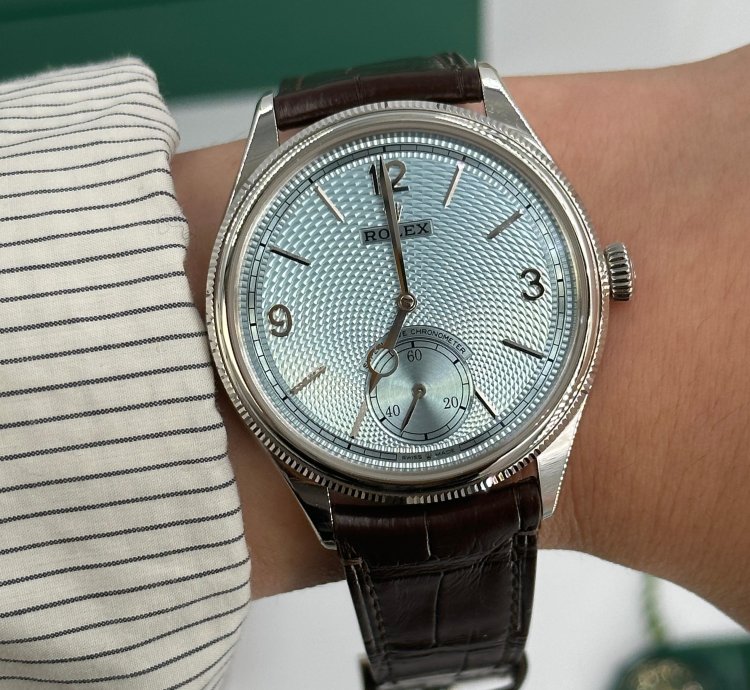 Rolex 1908 Ice Blue Dial Leather Strap M52506-0003 Ice Blue