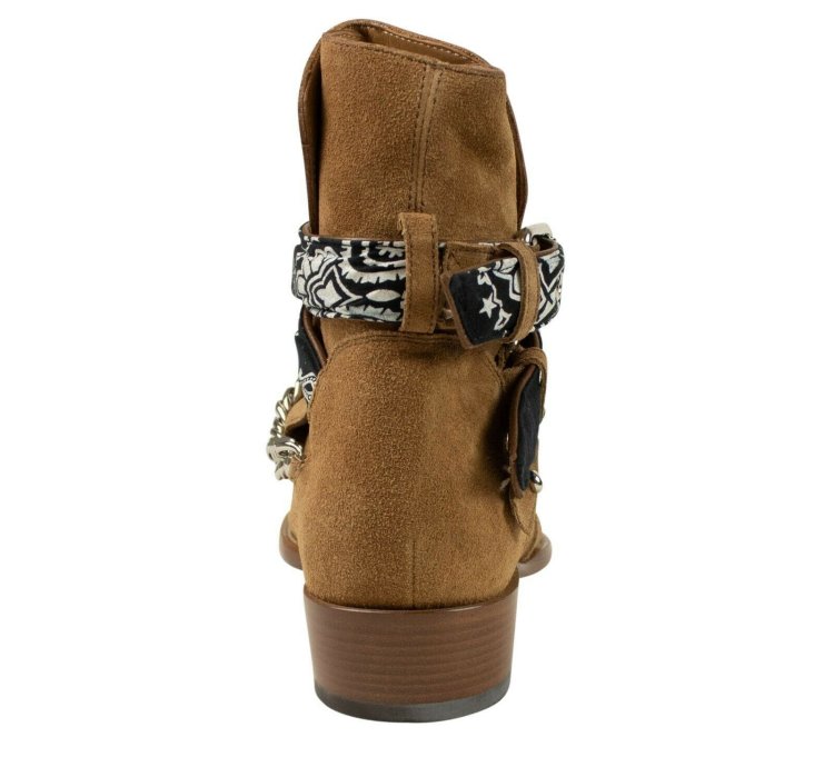 Brown Suede Bandana Buckle Ankle Boots Shoe Size 11 44