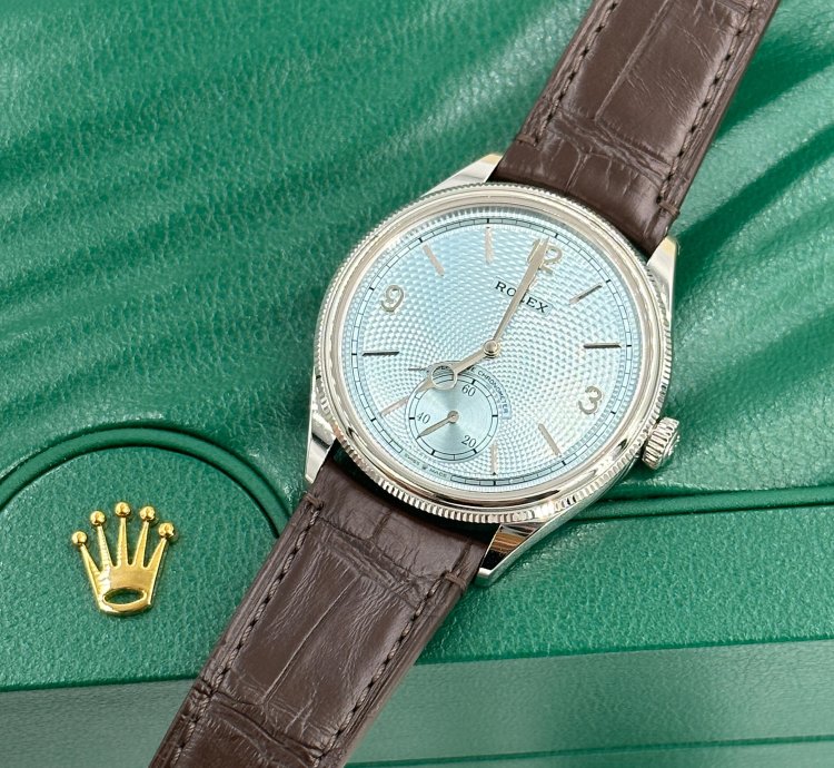 Rolex 1908 Ice Blue Dial Leather Strap M52506-0003 Ice Blue