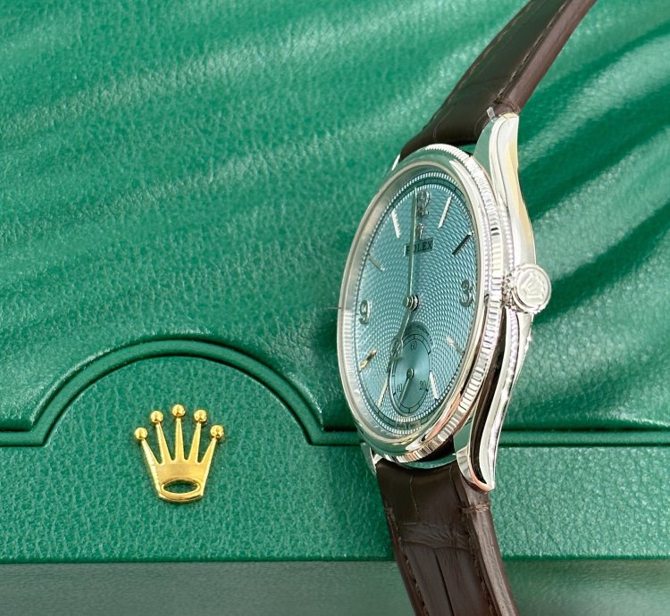 Rolex 1908 Ice Blue Dial Leather Strap M52506-0003 Ice Blue