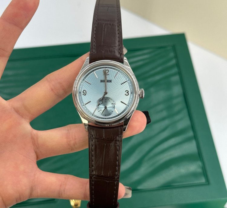 Rolex 1908 Ice Blue Dial Leather Strap M52506-0003 Ice Blue