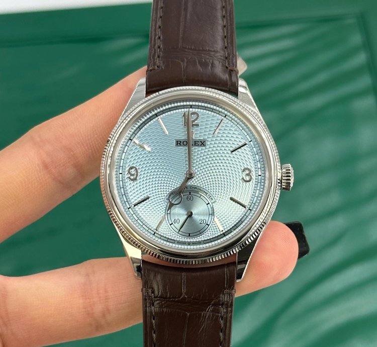 Rolex 1908 Ice Blue Dial Leather Strap M52506-0003 Ice Blue