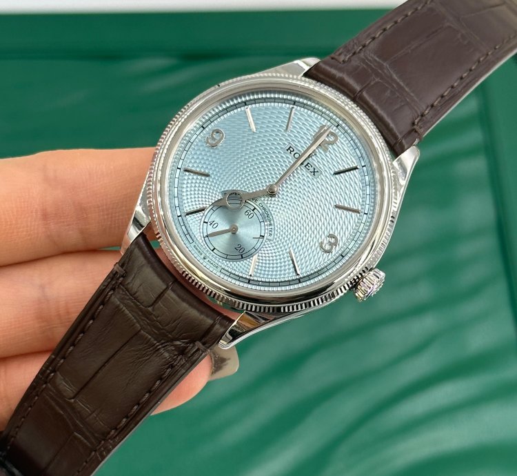 Rolex 1908 Ice Blue Dial Leather Strap M52506-0003 Ice Blue