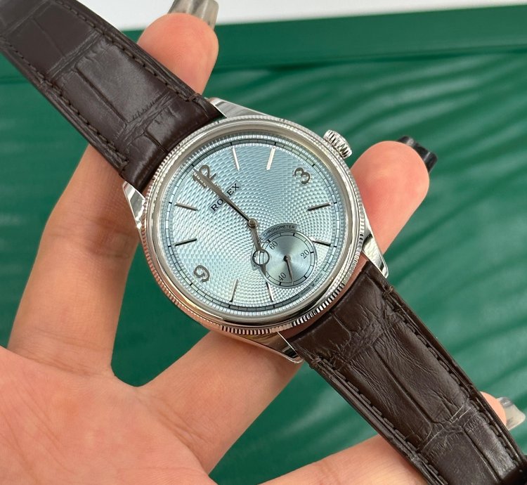 Rolex 1908 Ice Blue Dial Leather Strap M52506-0003 Ice Blue