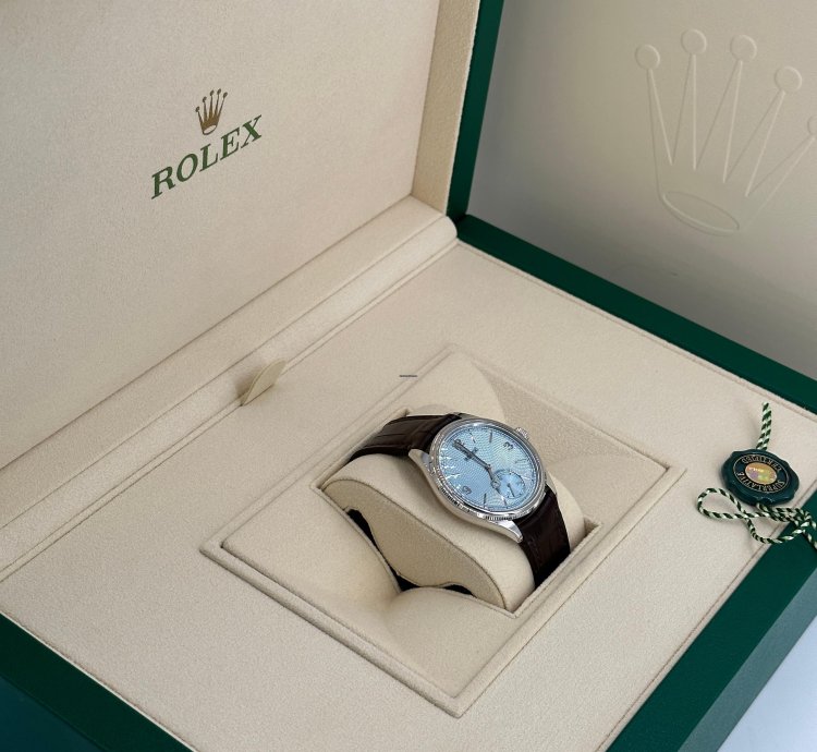 Rolex 1908 Ice Blue Dial Leather Strap M52506-0003 Ice Blue