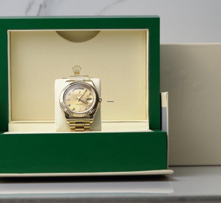 Rolex Day-date Ii 2015 Yellow Gold Day-date Ii Excellent Condition Complete Set 41mm Champagne Diamond Dial