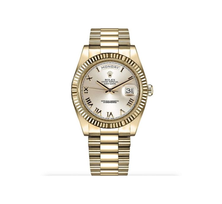 Rolex Day-date Ii 218238 Yellow Gold Watch Silver Roman Dial Absolutely Never Worn Factory Stickers