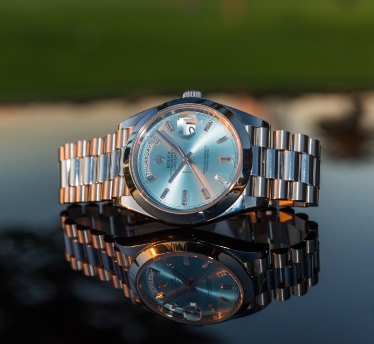 Rolex Day-date Ii 40mm - Ice Blue Dial - Smooth Bezel