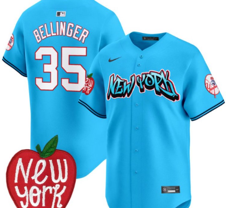Cody Bellinger Jersey 35 New York Yankees Apple Patch Vapor Premier Limited Stitched Light Blue