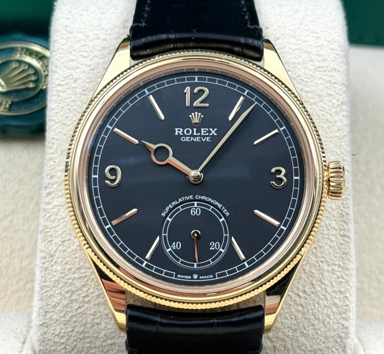 Rolex 1908 Unworn Perpetual 1908 39mm Black Dial Leather Strap New Release 52508 Box Papers 2024